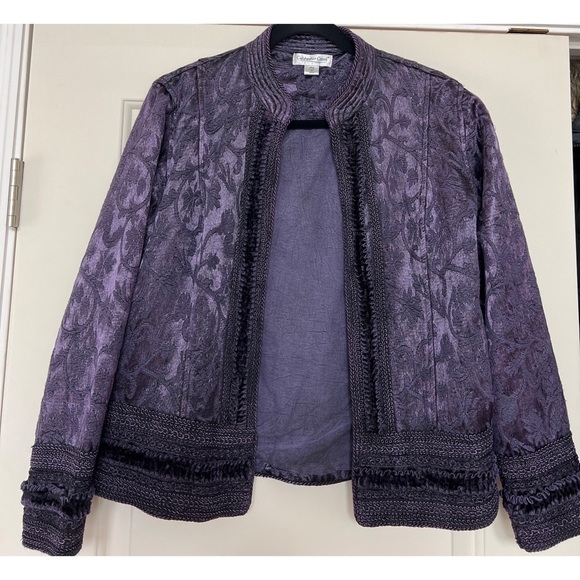 Coldwater Creek Purple Embroidered Jacket - Size MP - Picture 2 of 5